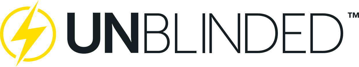 Unblinded TM with Lightning bolt logo.